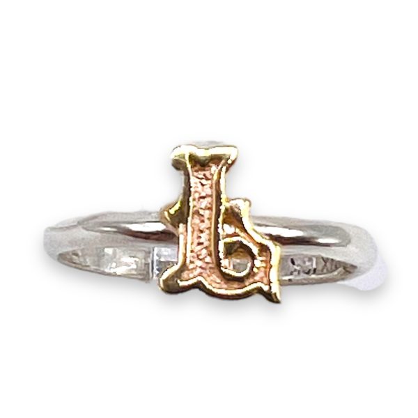 Rings With Letter "L" 10k Gold Initials, Size 4 | 925 Silver - Image 2