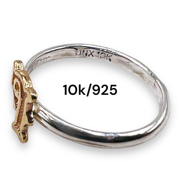 Rings With Letter "L" 10k Gold Initials, Size 4 | 925 Silver - Image 4