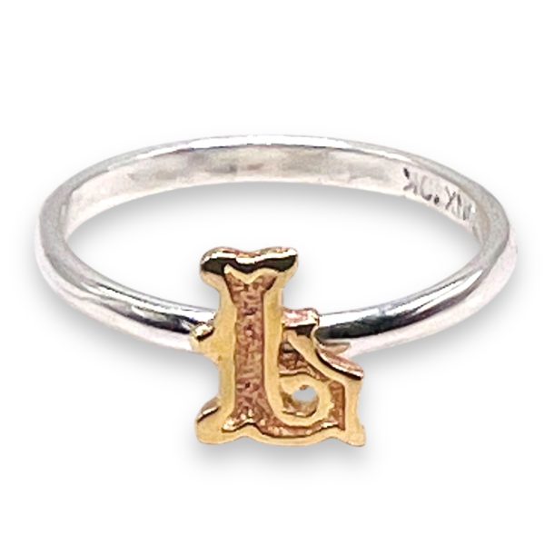 Rings With Letter "L" 10k Gold Initials, Size 4 | 925 Silver - Image 5