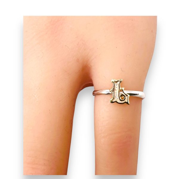 Rings With Letter "L" 10k Gold Initials, Size 4 | 925 Silver - Image 8