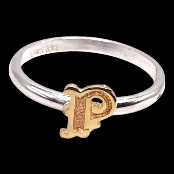 Ring With Letter "P" 10k Gold Initial, Size 6.25 | Silver - Image 6