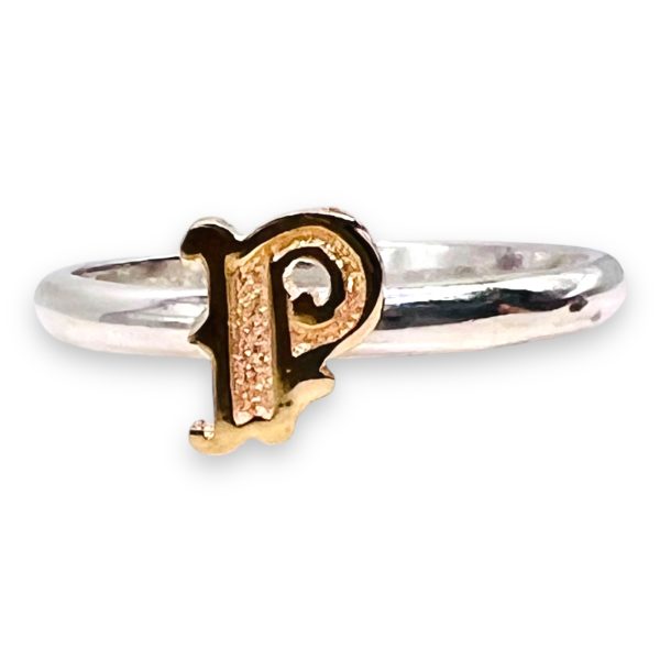 Ring With Letter "P" 10k Gold Initial, Size 6.25 | Silver - Image 7