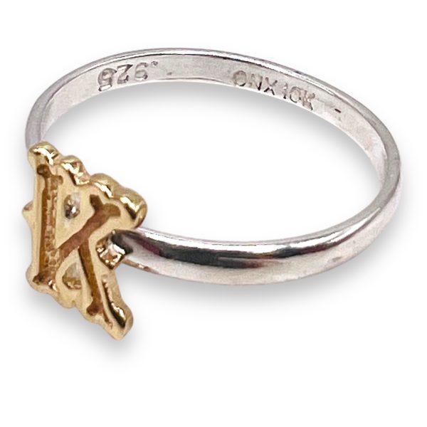 Alphabet Ring "K" 10k Gold Initials, sz 5.75 | 1.5mm Band - Image 6