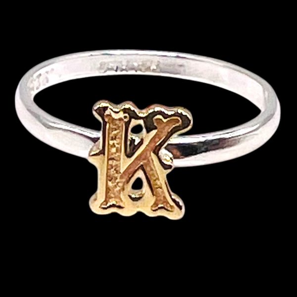 Alphabet Ring "K" 10k Gold Initials, sz 5.75 | 1.5mm Band - Image 11