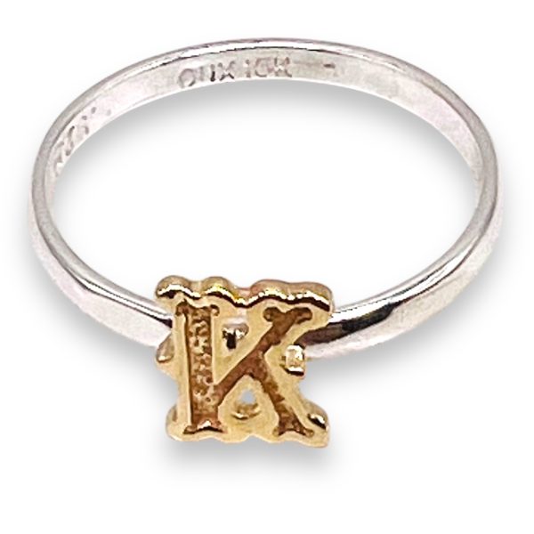 Alphabet Ring "K" 10k Gold Initials, sz 5.75 | 1.5mm Band - Image 7