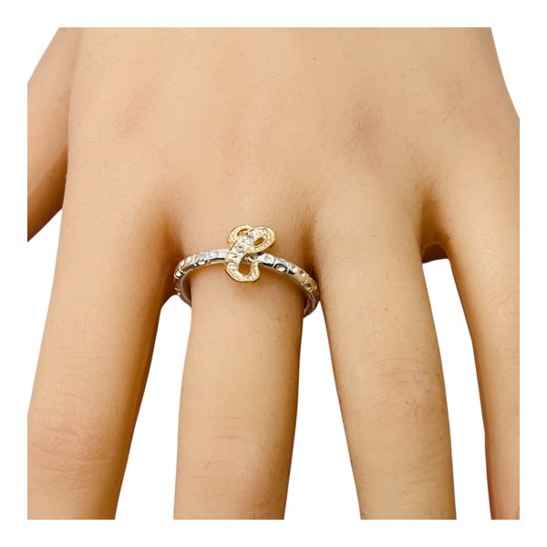 Initial Ring "C" Gold & Diamond Letter, Size 8.75 | Silver - Image 7