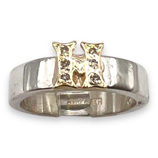 Initial Ring "H" 10k Gold Diamond Letter, Size 5.75 | Silver