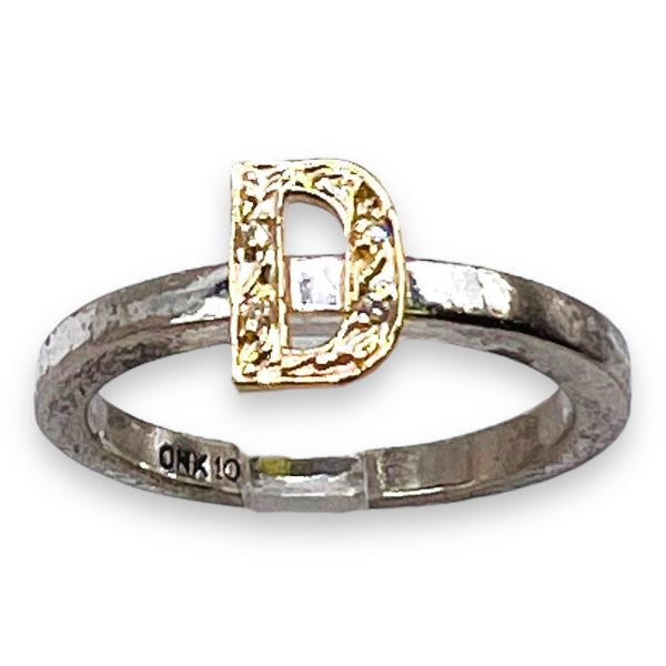 Initial Ring "D" 10k Gold & Diamond Letter, Size 7.5 - Image 15