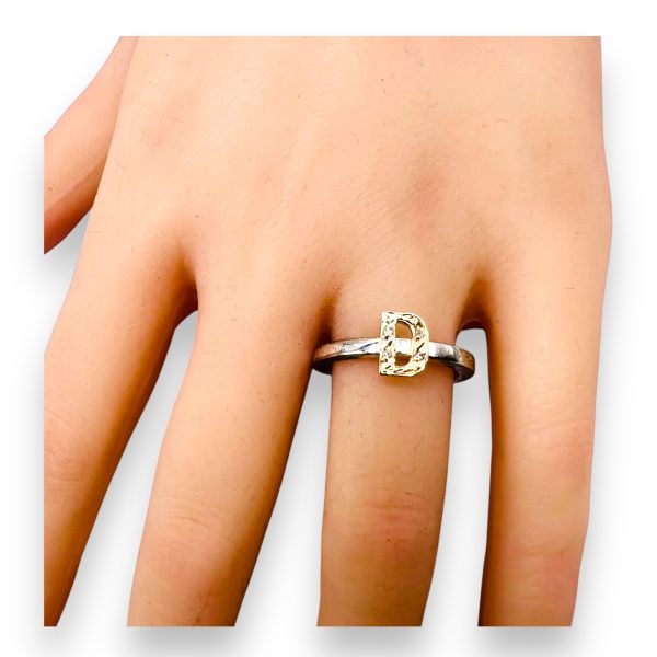 Initial Ring "D" 10k Gold & Diamond Letter, Size 7.5 - Image 10