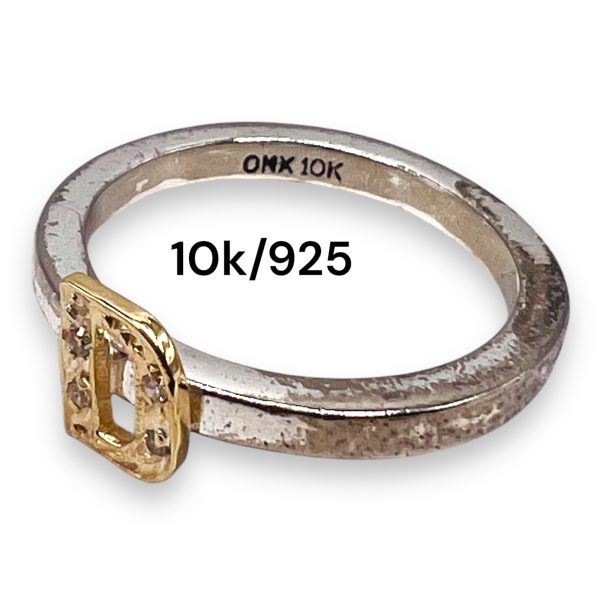 Initial Ring "D" 10k Gold & Diamond Letter, Size 7.5 - Image 12