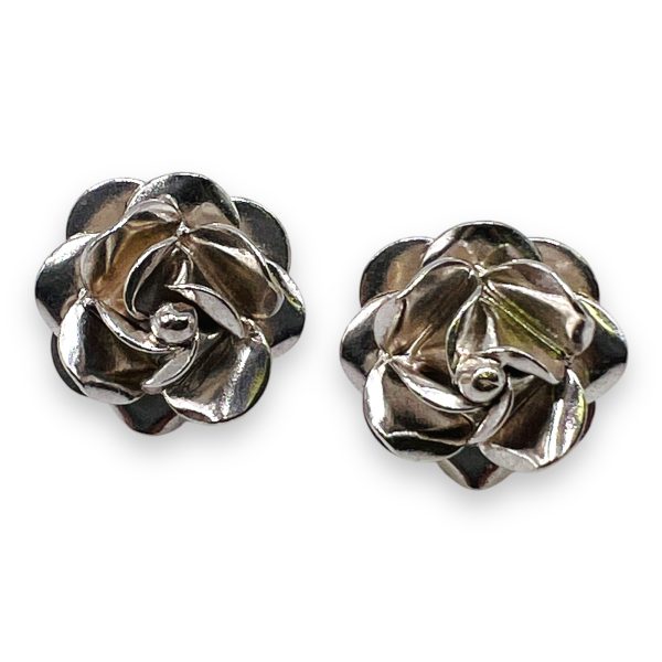 925 Sterling Silver Rose Flower Earrings | Post Stud Closure