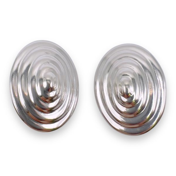 Art Deco Large Disc Twirl Design Earrings | Silver Clip-on