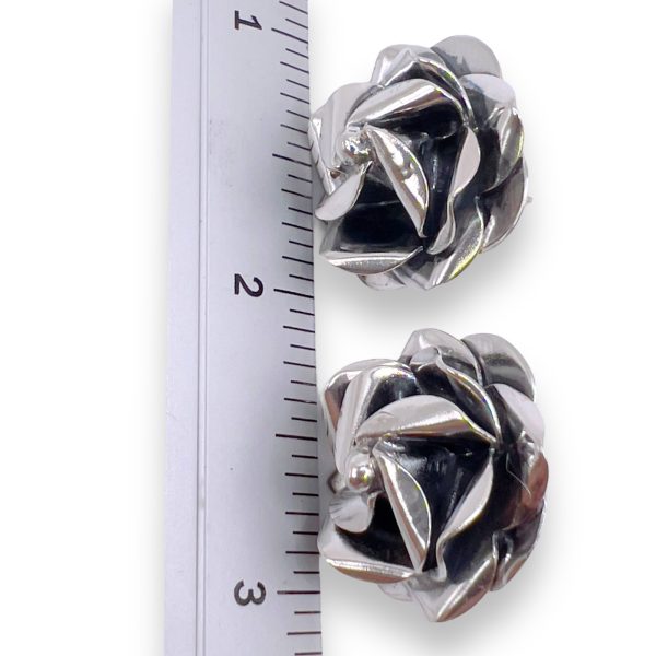 Rose Flower Sterling Silver Post/Stud Earrings - Image 5