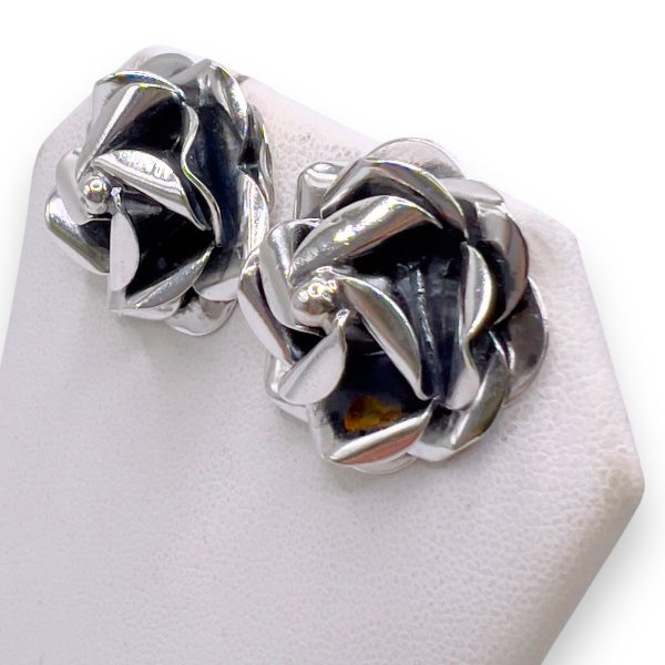 Rose Flower Sterling Silver Post/Stud Earrings - Image 6