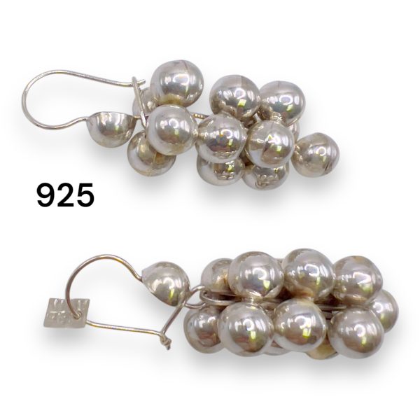 925 Sterling Silver Ball Cluster Dangle Earrings - Image 2