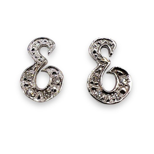 14k White Gold Letter "E" Diamond Initial Earrings