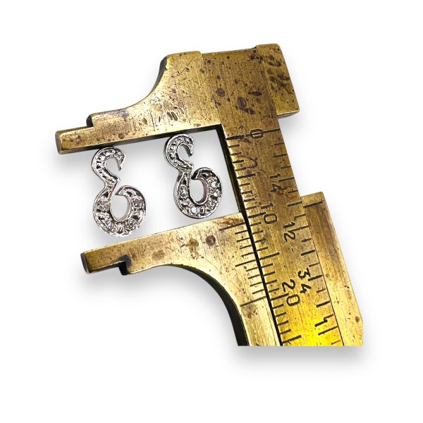 14k White Gold Letter "E" Diamond Initial Earrings - Image 4