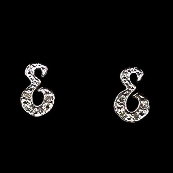 14k White Gold Letter "E" Diamond Initial Earrings - Image 2