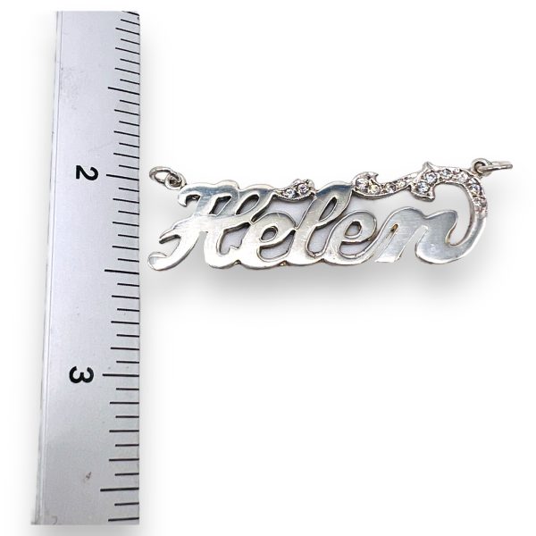 Nameplate Word "Helen" Silver Bracelet w/ Cubic Zirconia - Image 7