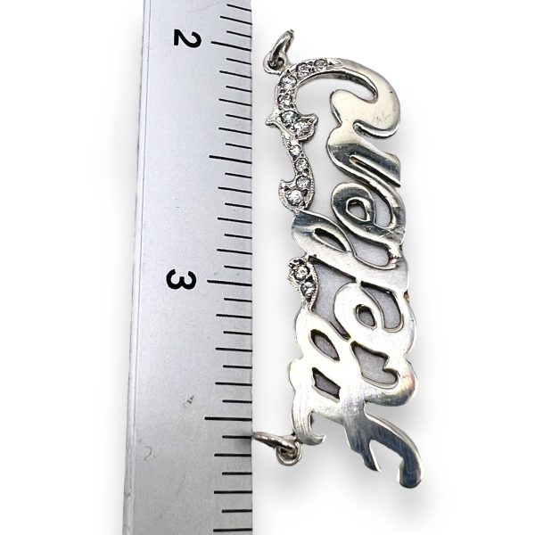 Nameplate Word "Helen" Silver Bracelet w/ Cubic Zirconia - Image 8