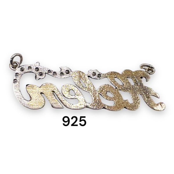 Nameplate Word "Helen" Silver Bracelet w/ Cubic Zirconia - Image 3