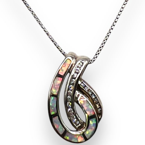 Opal & Cubic Zirconia Interlocking Pendant Necklace - Image 9