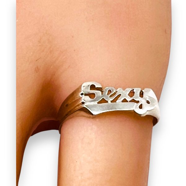 Nameplate Word 'Sexy' Ring 925 Sterling Silver, sz 5.25 - Image 12