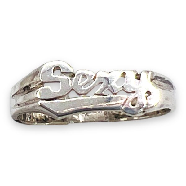 Nameplate Word 'SEXY' Ring 925 Sterling Silver, sz 6