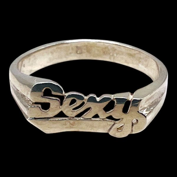 Nameplate Word 'SEXY' Ring 925 Sterling Silver, sz 6 - Image 3