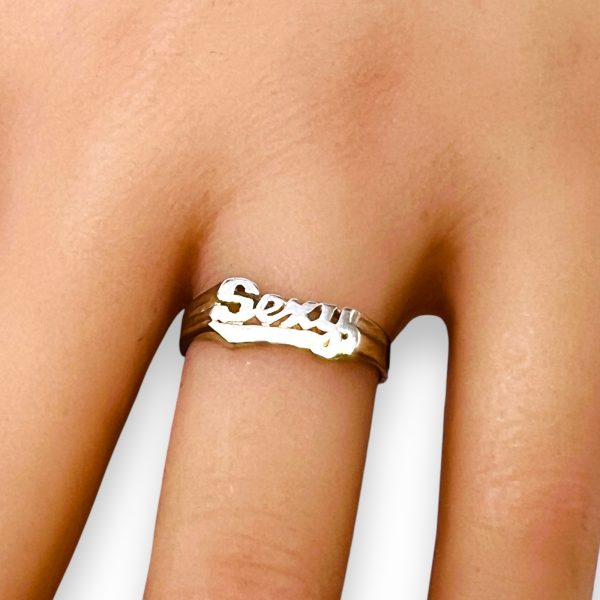 Nameplate Word 'SEXY' Ring 925 Sterling Silver, sz 6 - Image 10