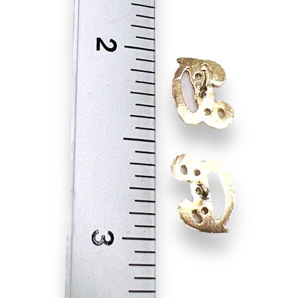 14k Yellow Gold Earrings with Letter 'D' Diamond Initial - Image 5