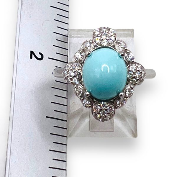 925 Silver Persian Turquoise Cubic Zirconia Cocktail Ring - Image 8