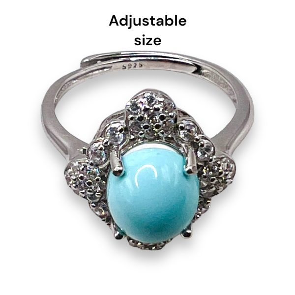 925 Silver Persian Turquoise Cubic Zirconia Cocktail Ring - Image 2