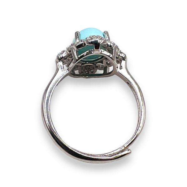 925 Silver Persian Turquoise Cubic Zirconia Cocktail Ring - Image 3