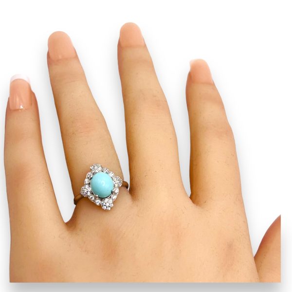 925 Silver Persian Turquoise Cubic Zirconia Cocktail Ring - Image 10