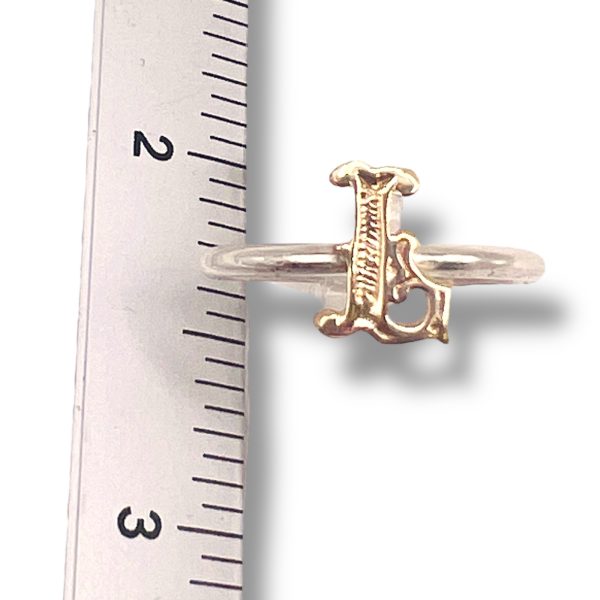 Ring with Initial "L" 10k Gold Letter, sz 6 | Silver Band - Image 7