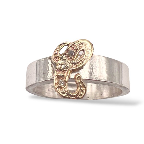 Ring with Initial “C” 10k Gold Diamond Letter, sz 7.25 - Image 3