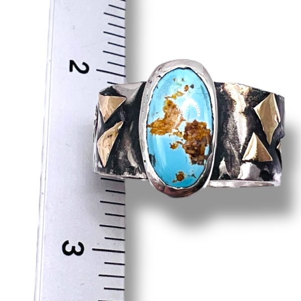 Rustic Oxidized 925 Silver Persian Turquoise Ring, sz 10.5 - Image 4