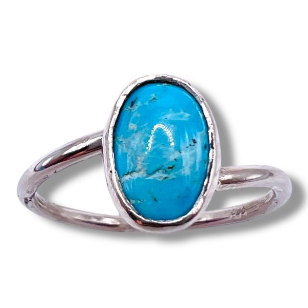 Sterling Silver Persian Turquoise Slim Band Ring, sz 12.5 - Image 2