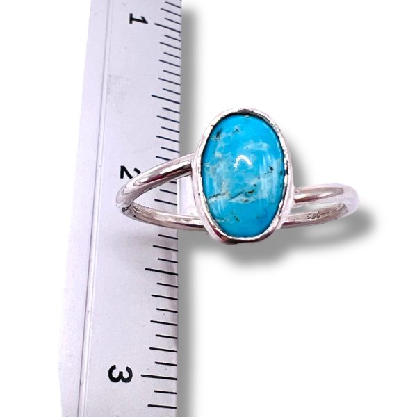 Sterling Silver Persian Turquoise Slim Band Ring, sz 12.5 - Image 3