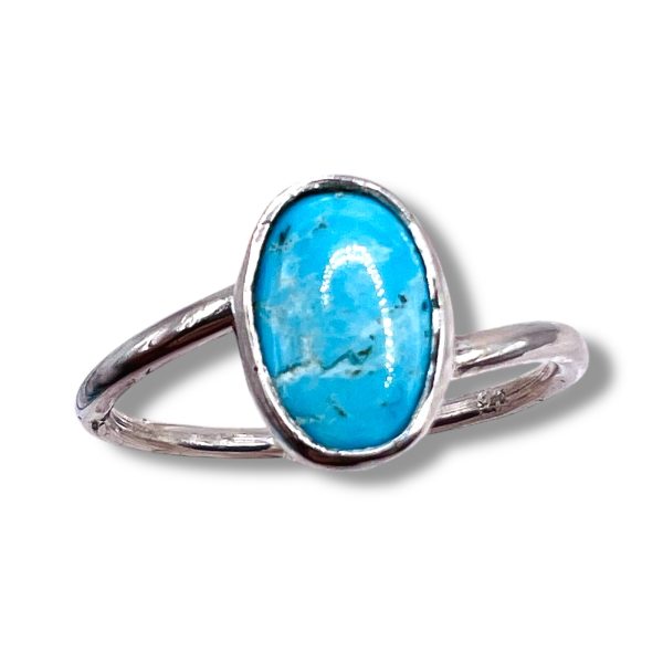 Sterling Silver Persian Turquoise Slim Band Ring, sz 12.5 - Image 8