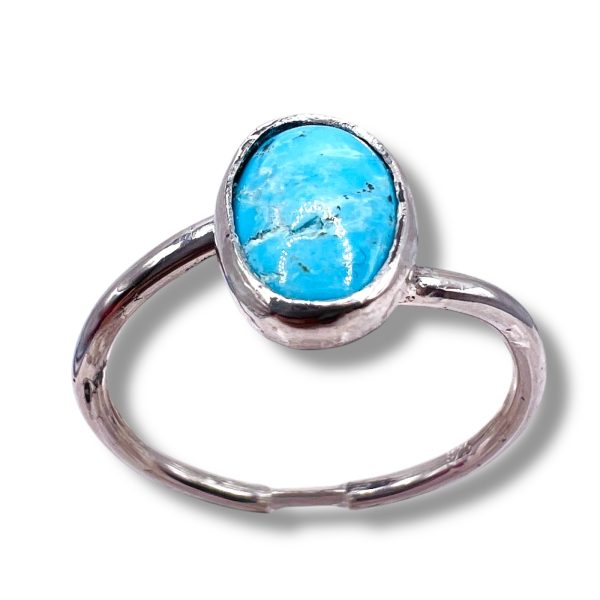 Sterling Silver Persian Turquoise Slim Band Ring, sz 12.5 - Image 9