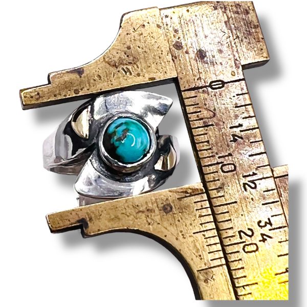 Persian Turquoise Ring 925 Silver 14k Gold Accent, sz 5.25 - Image 5