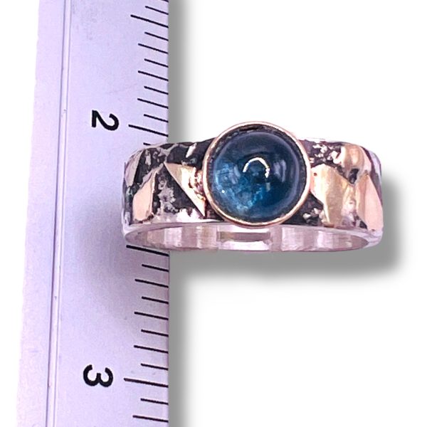 925 Silver Natural Blue Sapphire Ring 14k Gold Accent, sz 9 - Image 4