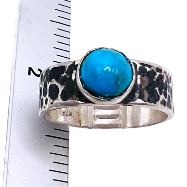 Genuine Persian Turquoise Oxidized Silver Ring, sz 8.75 - Image 8