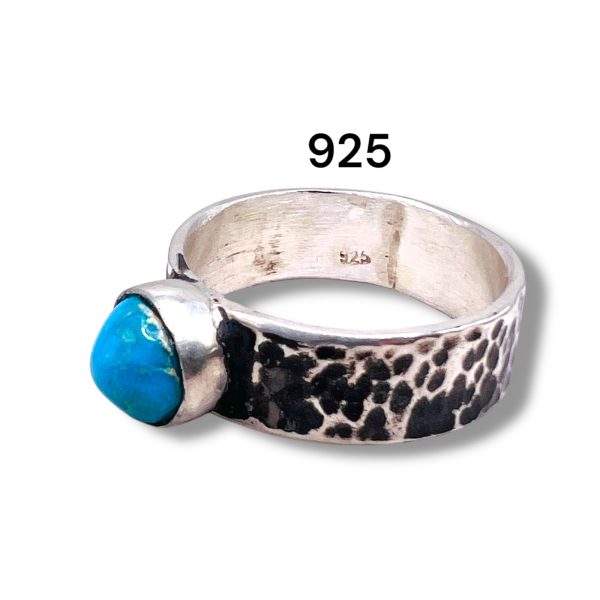 Genuine Persian Turquoise Oxidized Silver Ring, sz 8.75 - Image 2