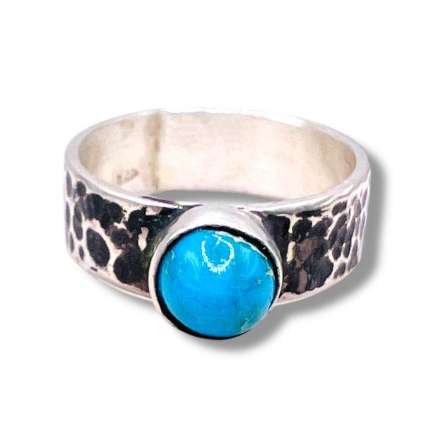 Genuine Persian Turquoise Oxidized Silver Ring, sz 8.75 - Image 3