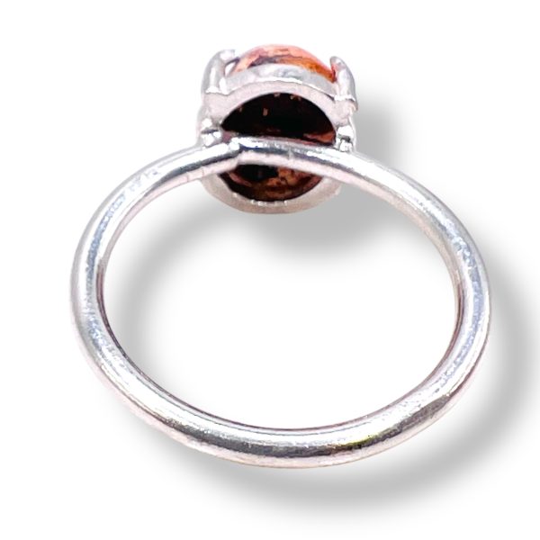 Mexican Orange Red Fire Opal Ring, sz 8.5 | 925 Silver Band - Image 2