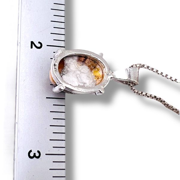 Genuine Mexican Orange Red Opal Pendant Necklace - Image 6