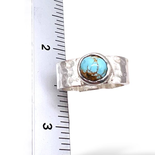 Persian Turquoise Matrix Ring, sz 6 | 925 Hammered Silver - Image 3